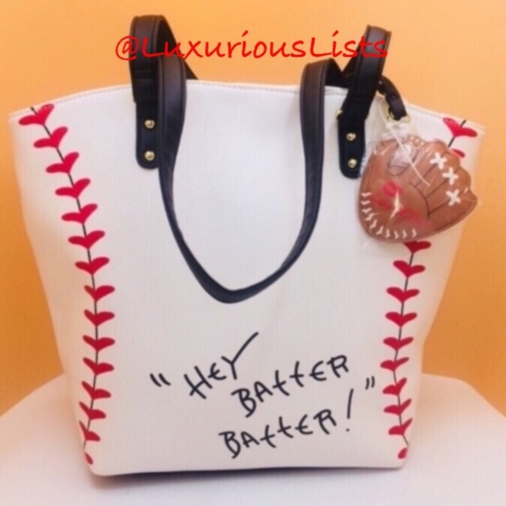 Betsey Johnson Infamous “Hey Batter Batter!” baseball tote bag